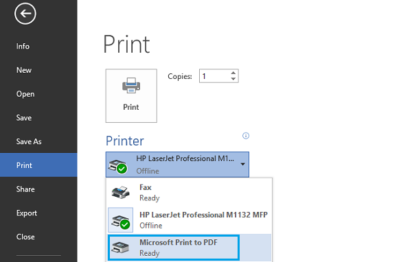 Print to PDF